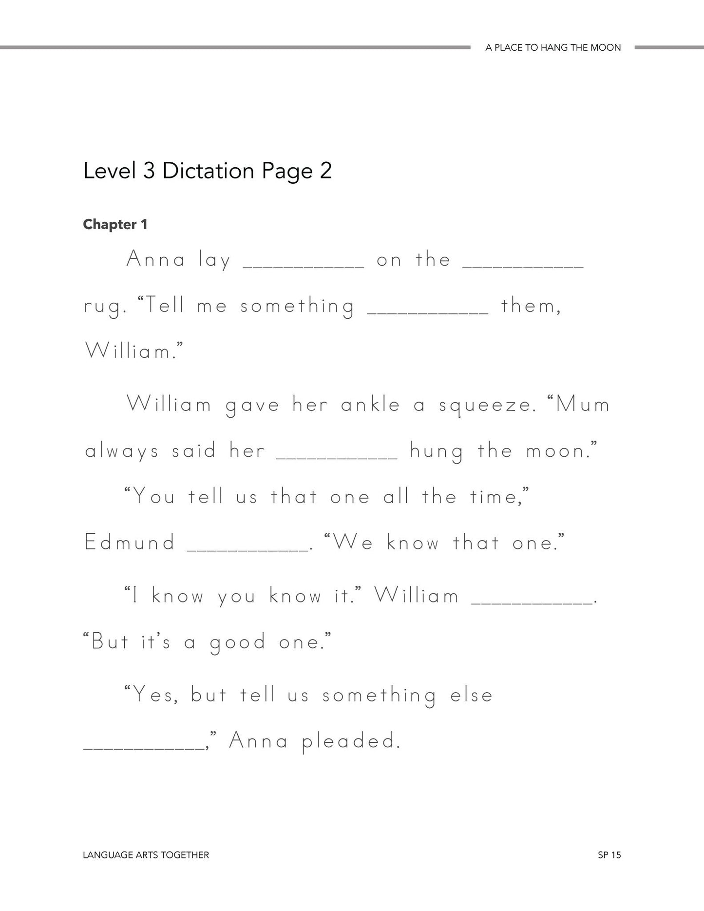 A Place to Hang the Moon Language Arts Together - Homeschool Better Together