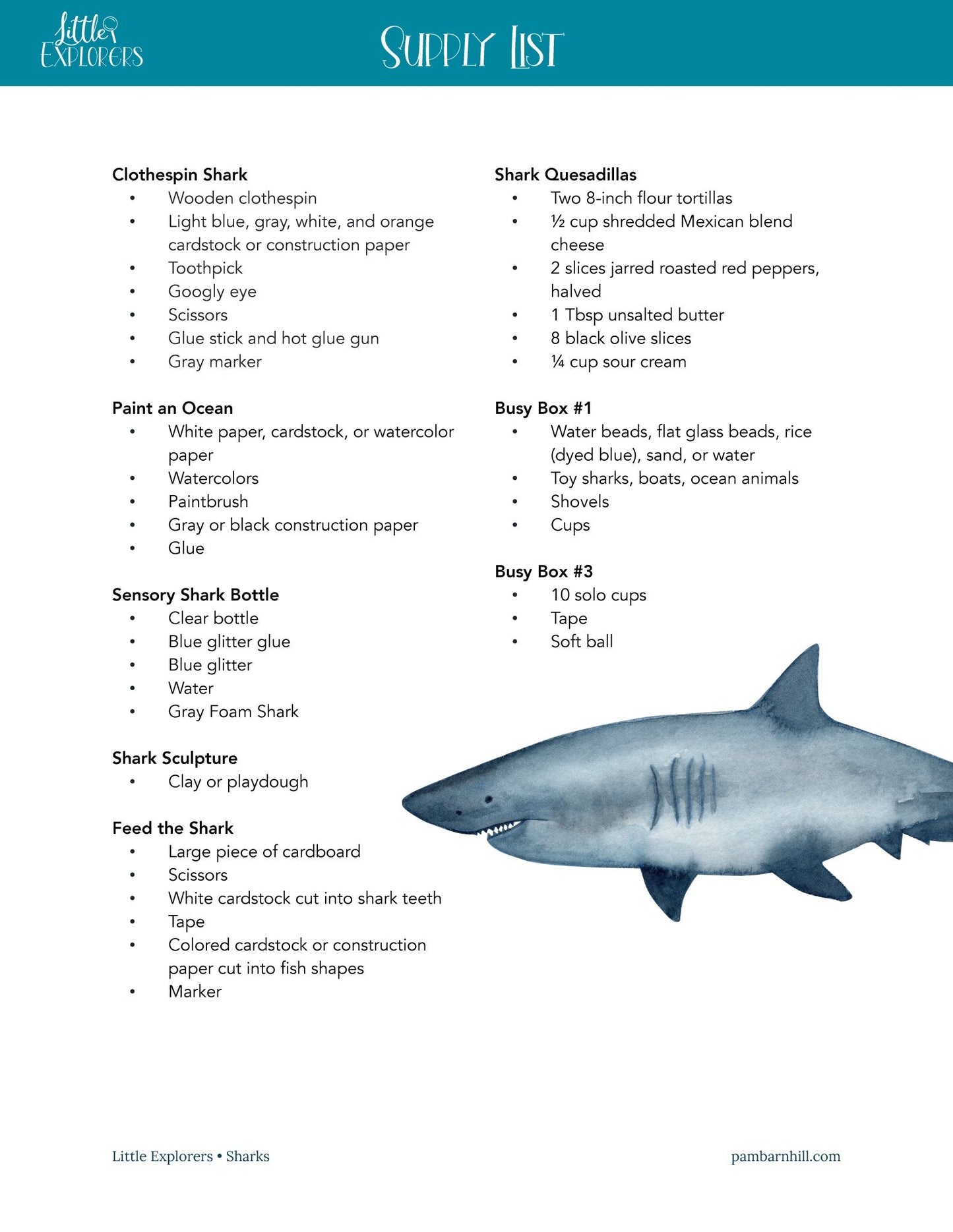 Sharks Little Explorers - Homeschool Better Together