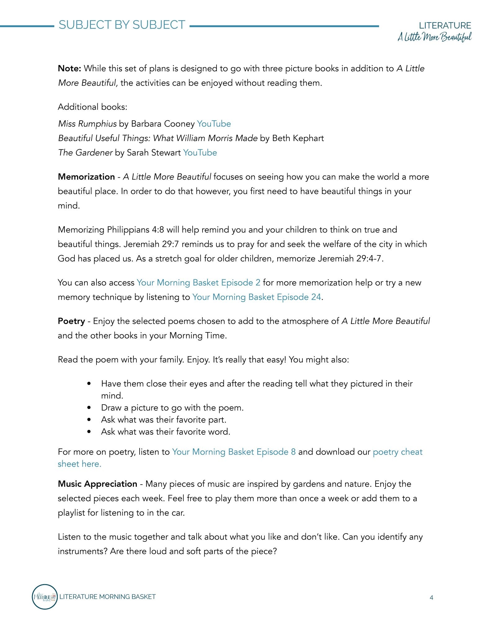 A Little More Beautiful Morning Time Plans - Homeschool Better Together