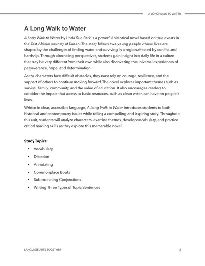 A Long Walk to Water Middle School Language Arts Together - Homeschool Better Together