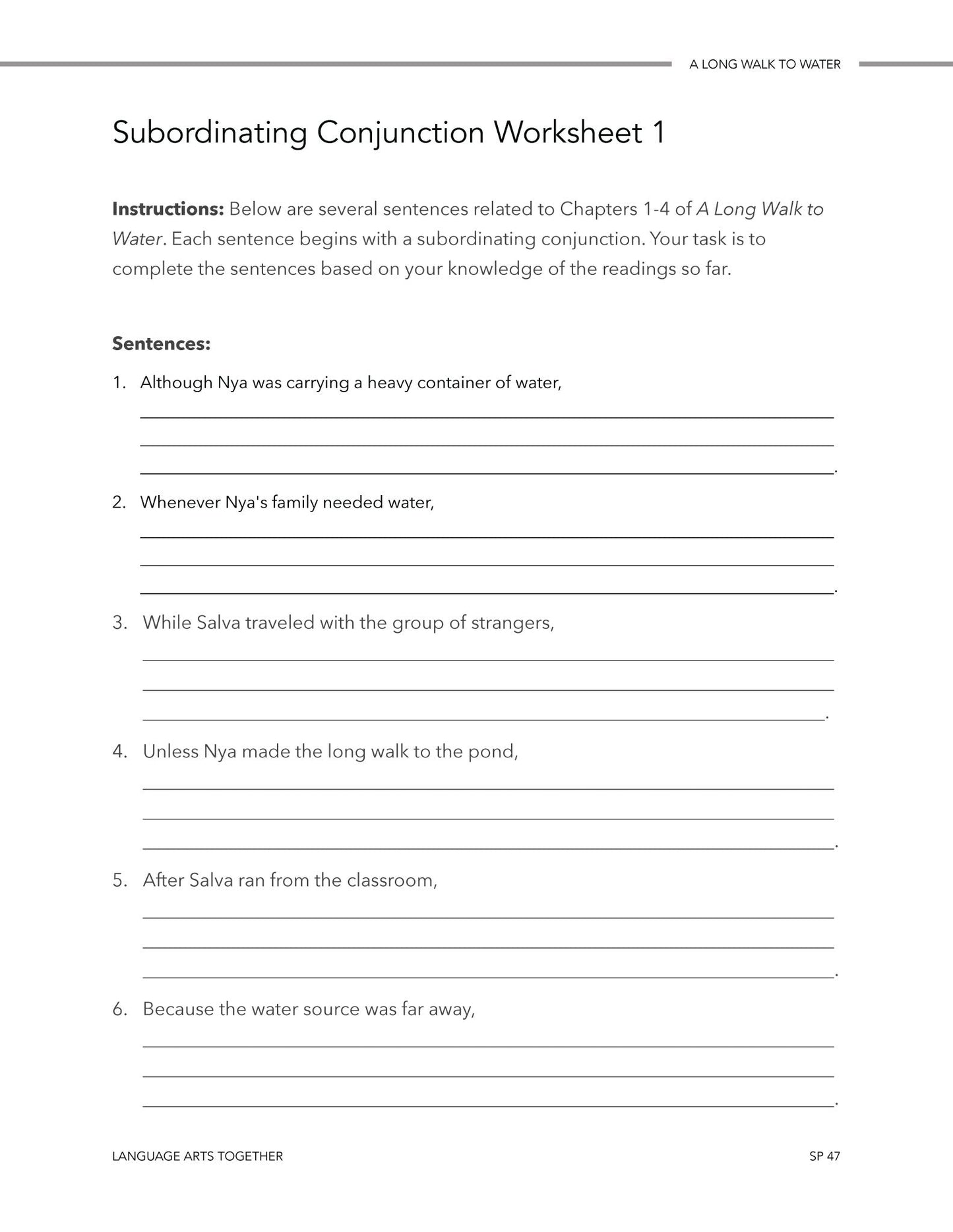 A Long Walk to Water Middle School Language Arts Together - Homeschool Better Together