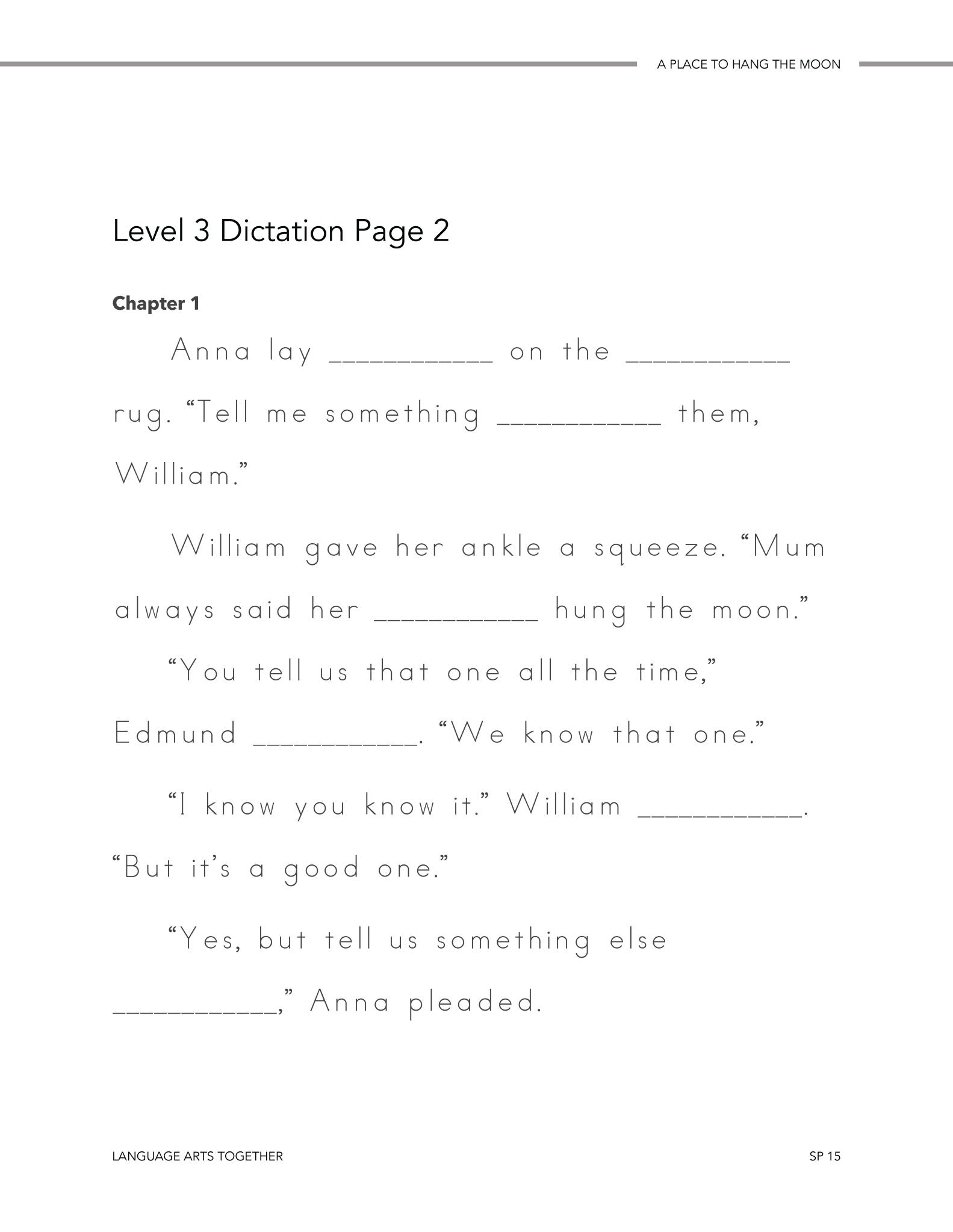 A Place to Hang the Moon Language Arts Together - Homeschool Better Together