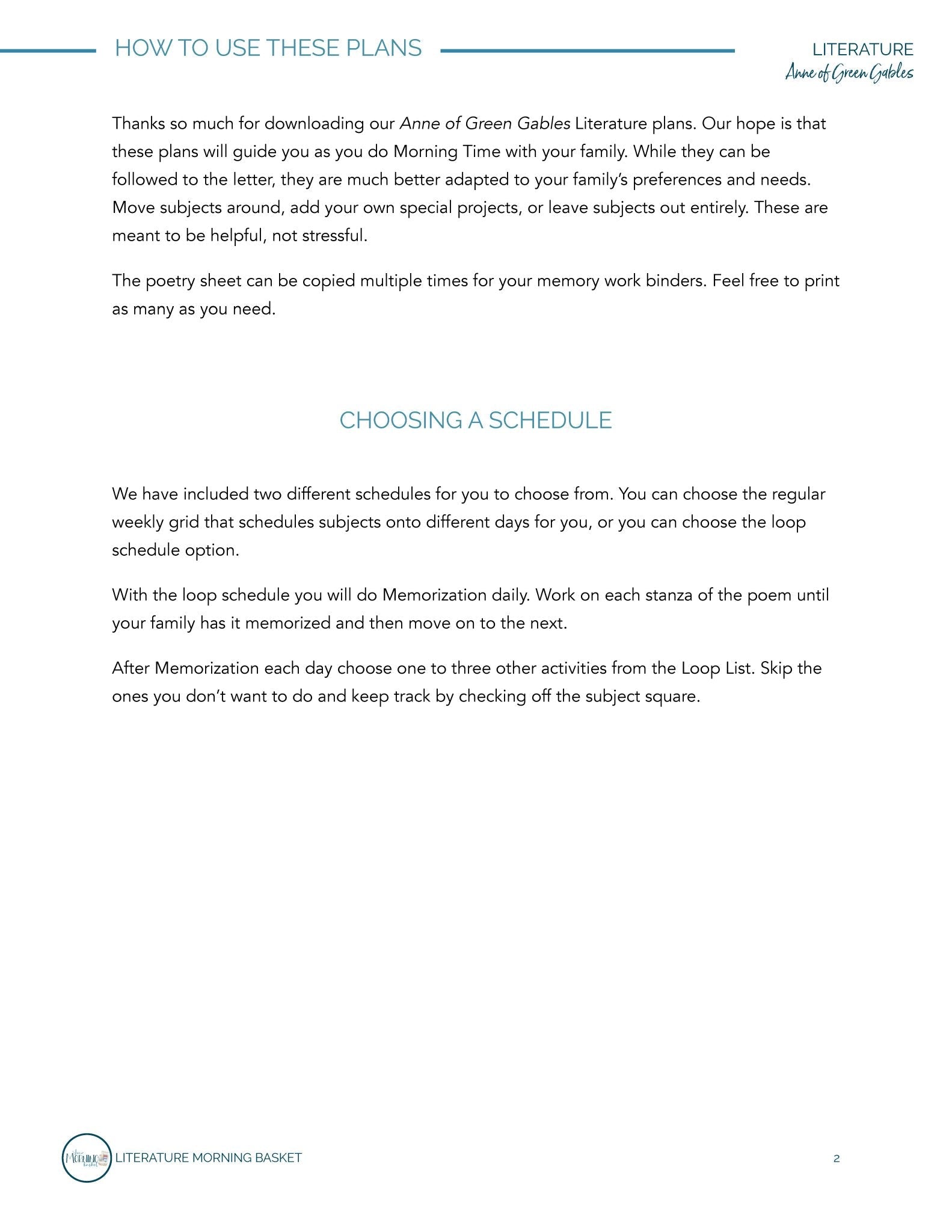 Anne of Green Gables Morning Time Plans - Homeschool Better Together