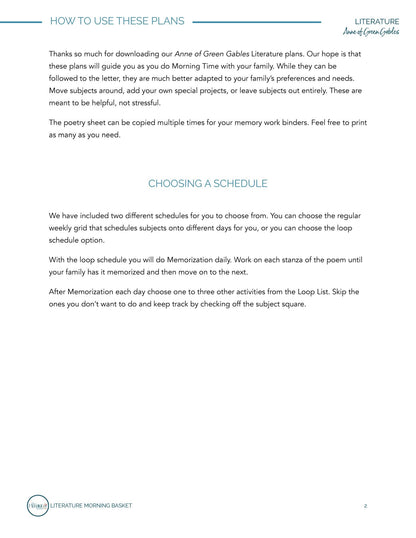 Anne of Green Gables Morning Time Plans - Homeschool Better Together