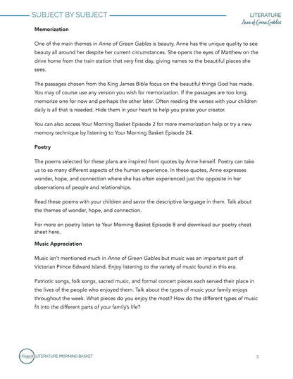 Anne of Green Gables Morning Time Plans - Homeschool Better Together