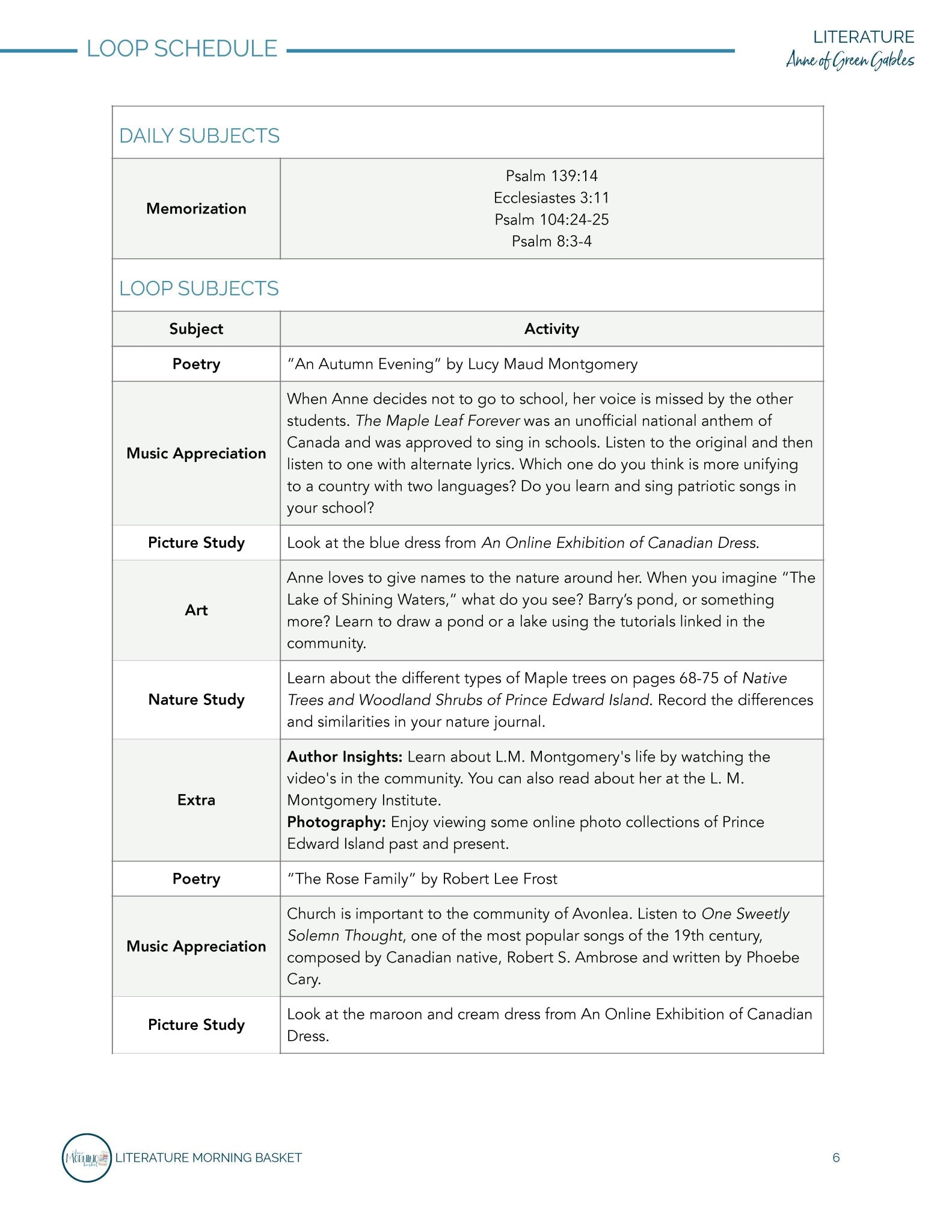 Anne of Green Gables Morning Time Plans - Homeschool Better Together