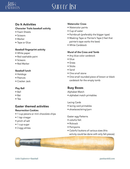Baseball Little Explorers - Homeschool Better Together