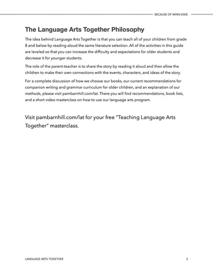 Because of Winn - Dixie Language Arts Together - Homeschool Better Together