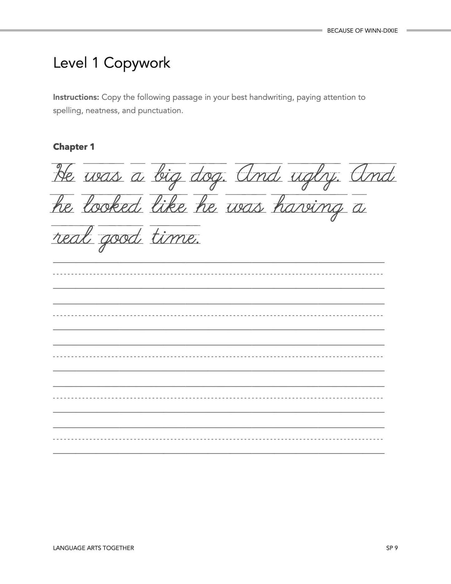 Because of Winn - Dixie Language Arts Together - Homeschool Better Together