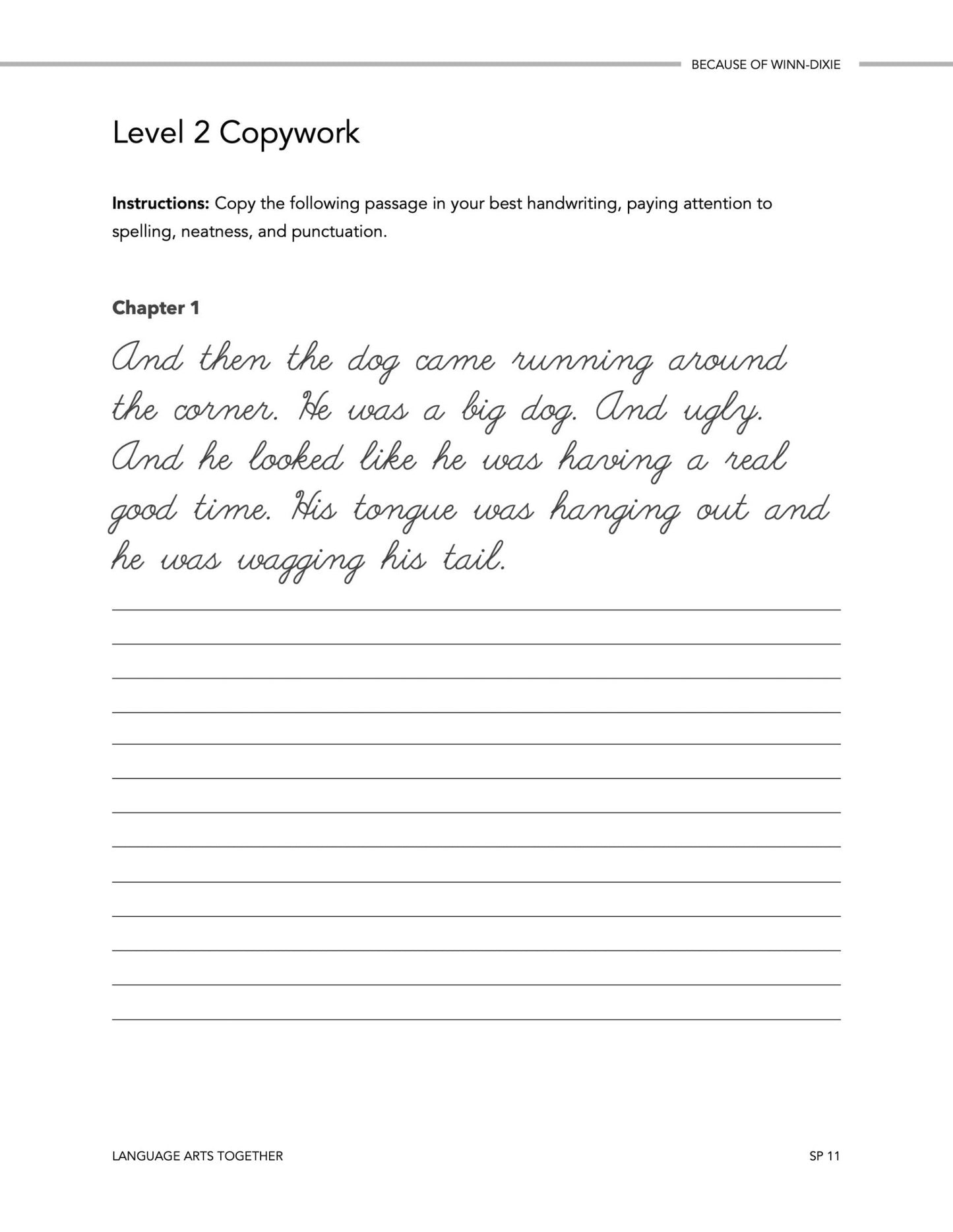 Because of Winn - Dixie Language Arts Together - Homeschool Better Together