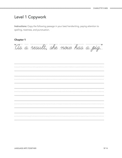 Charlotte's Web Language Arts Together - Homeschool Better Together