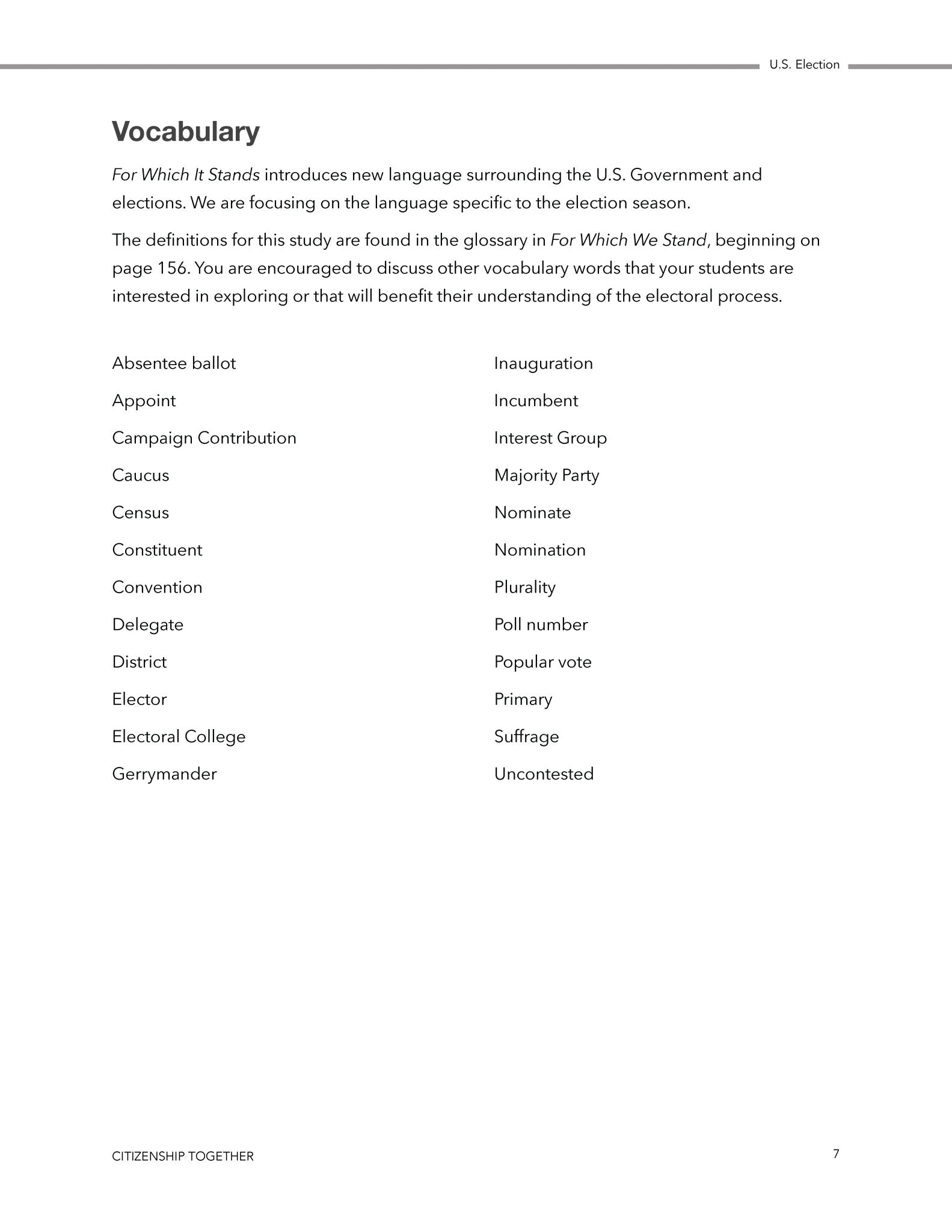 Citizenship Together - US Elections - Homeschool Better Together