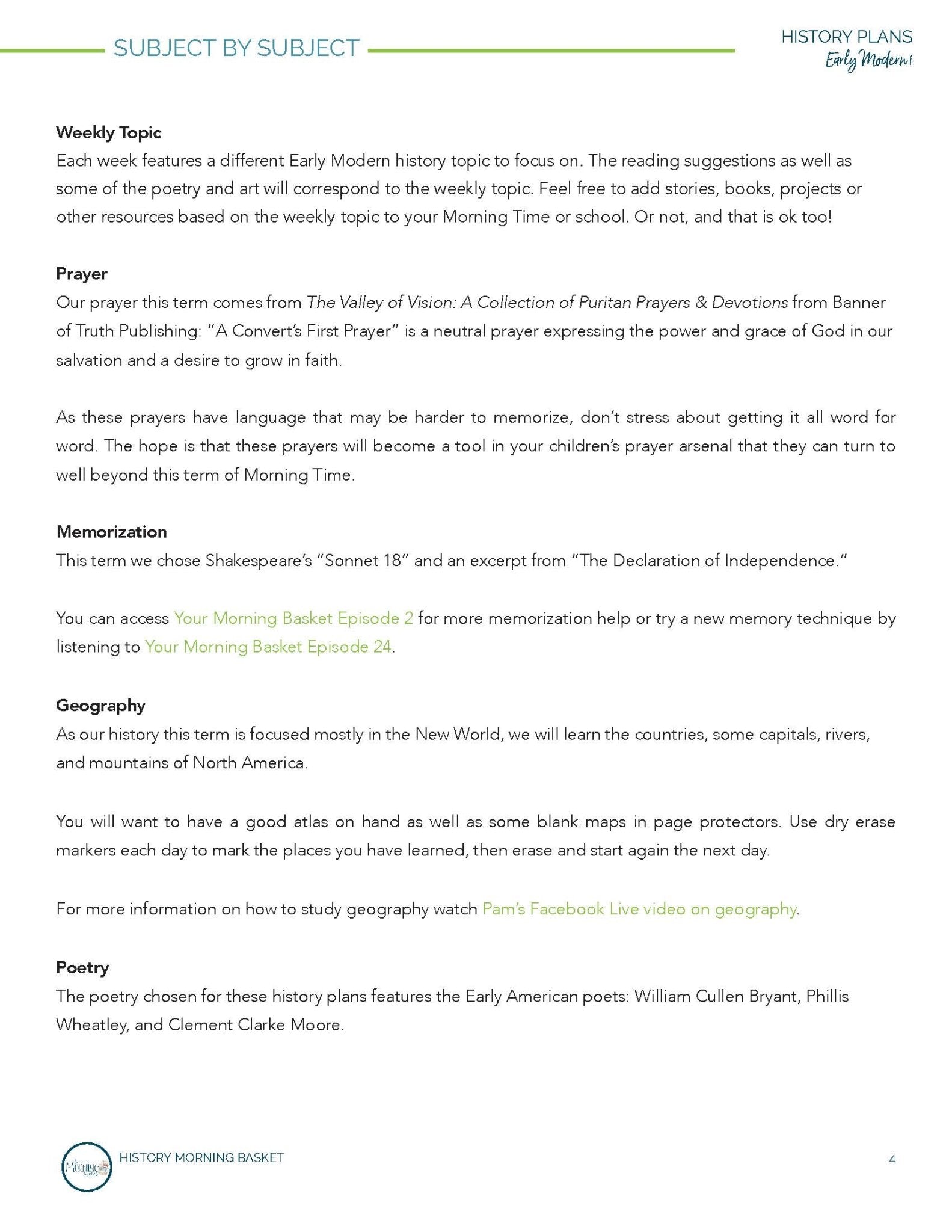 Early Modern History Term 1 Morning Time Plans - Homeschool Better Together