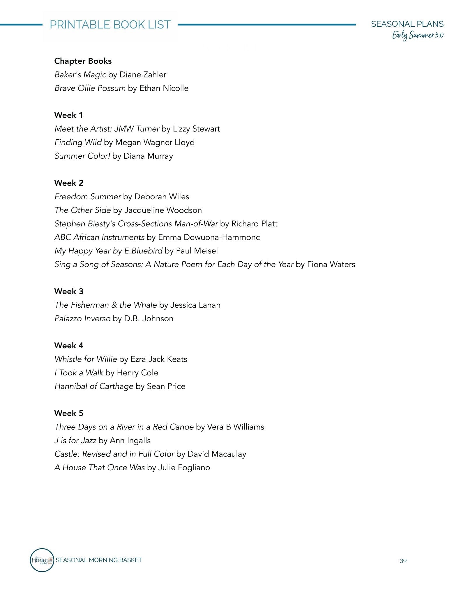 Early Summer 3.0 Morning Time Plans - Homeschool Better Together
