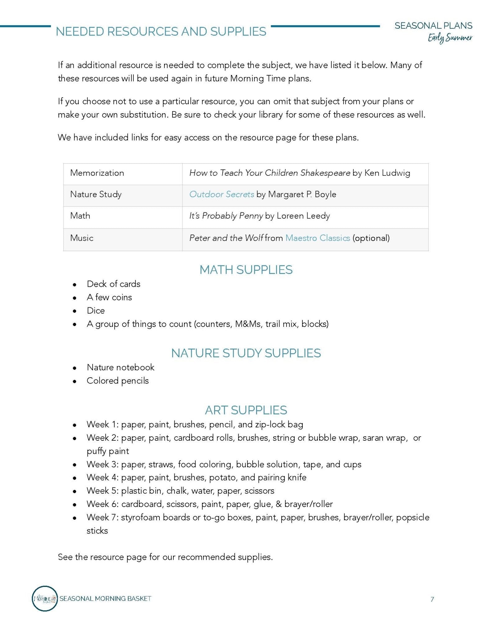 Early Summer Morning Time Plans - Homeschool Better Together