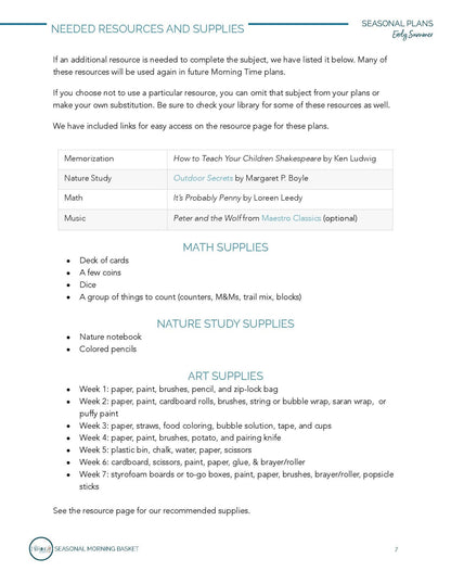 Early Summer Morning Time Plans - Homeschool Better Together