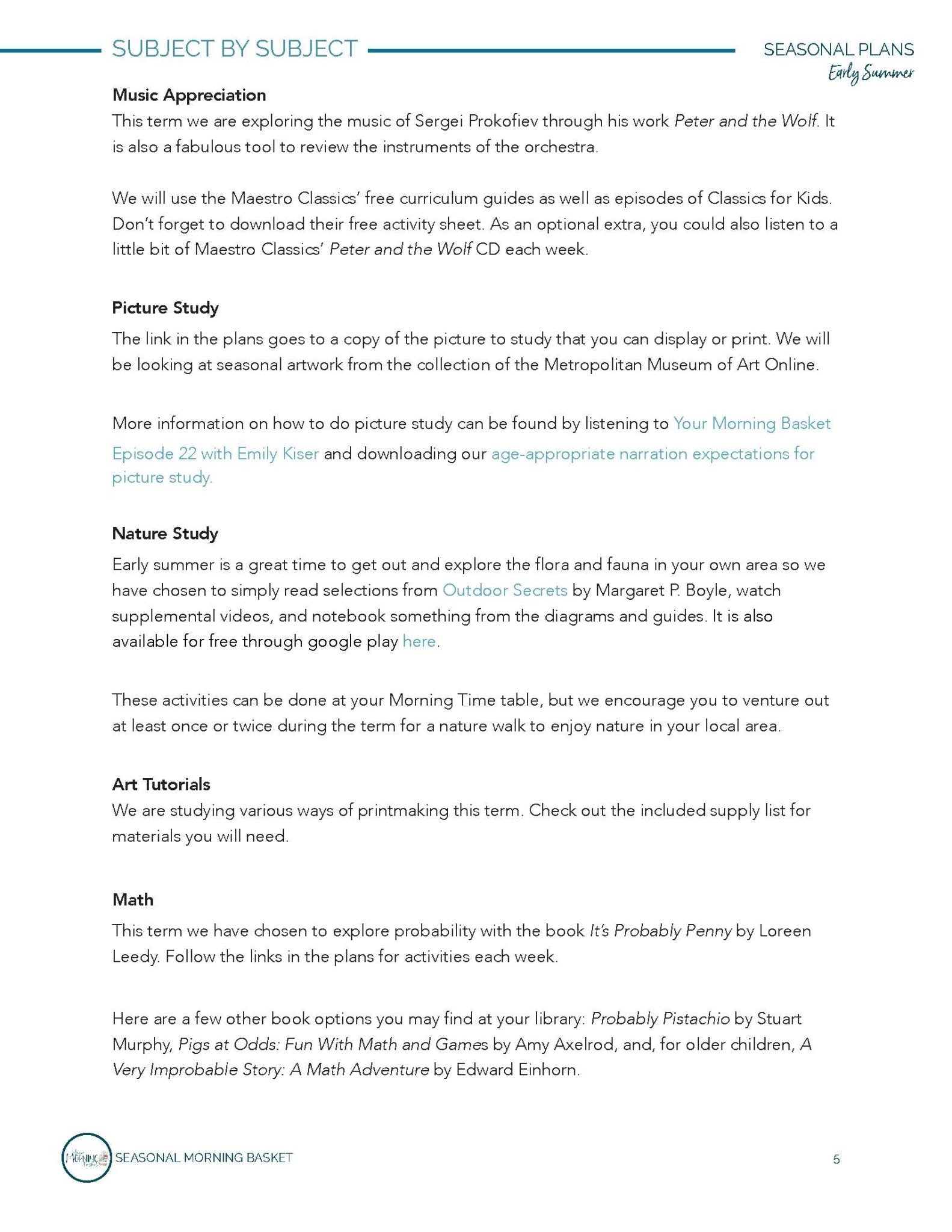 Early Summer Morning Time Plans - Homeschool Better Together