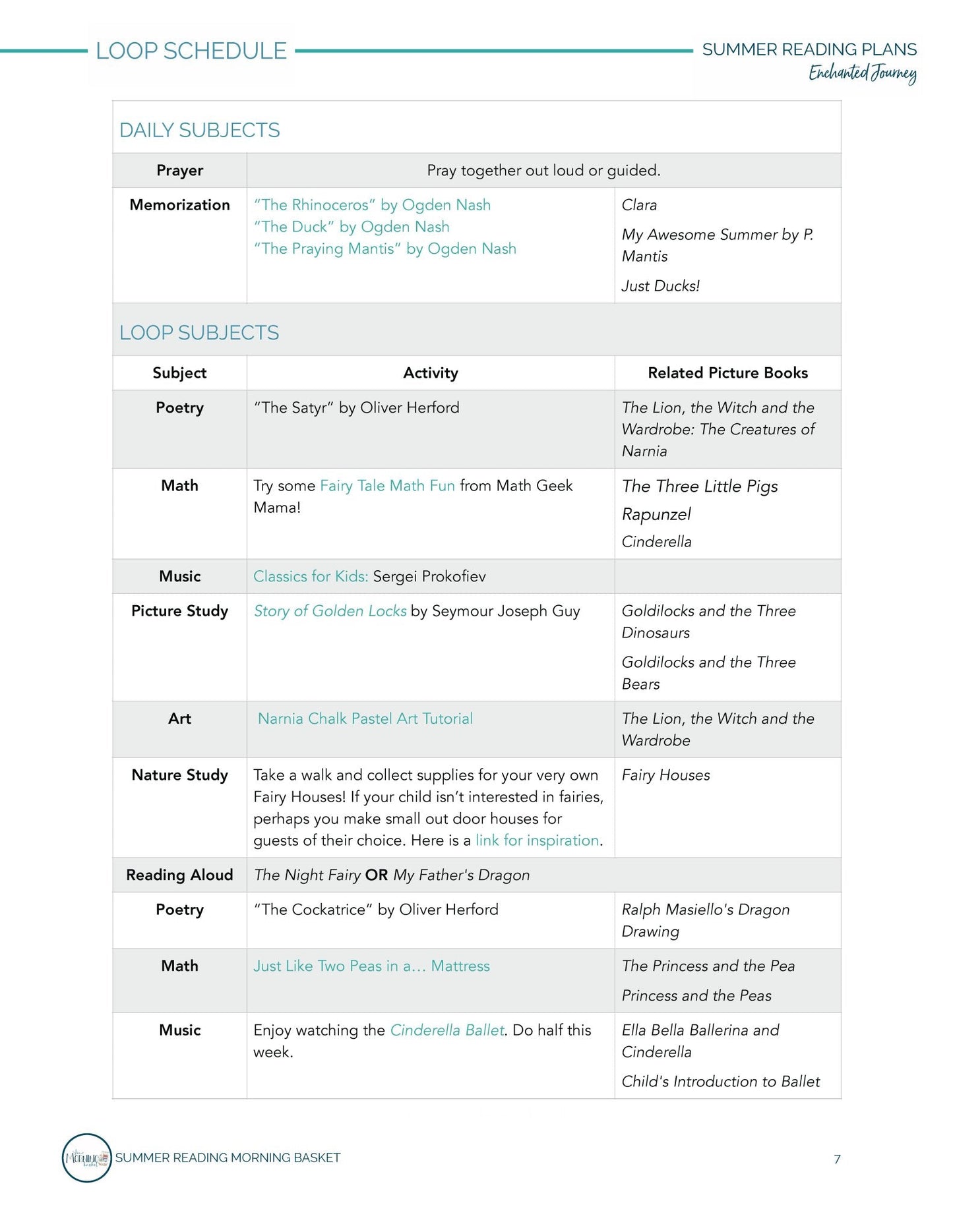 Enchanted Journey Morning Time Plans - Homeschool Better Together