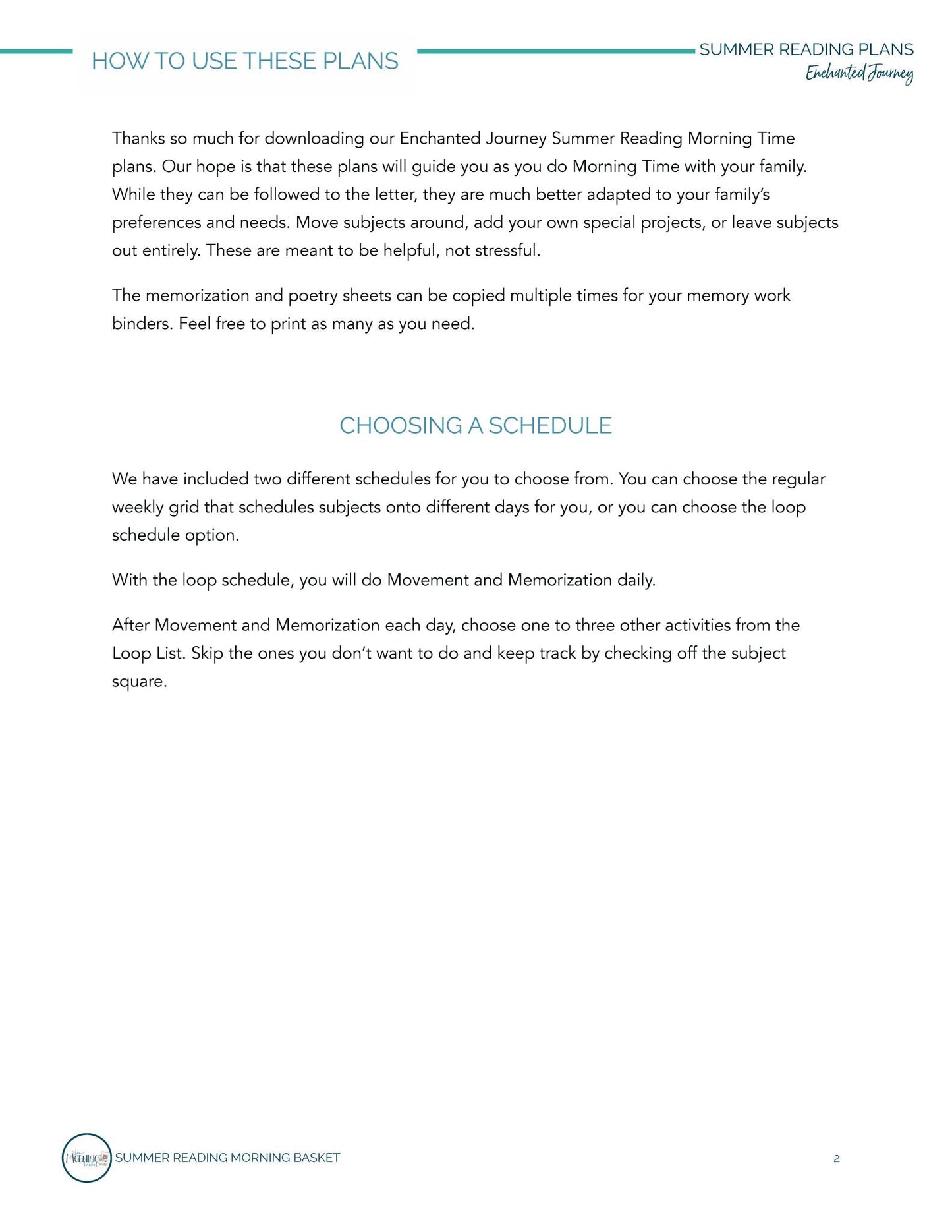 Enchanted Journey Morning Time Plans - Homeschool Better Together