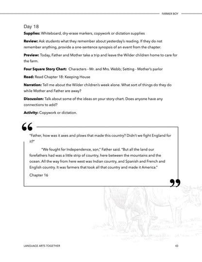 Farmer Boy Language Arts Together - Homeschool Better Together