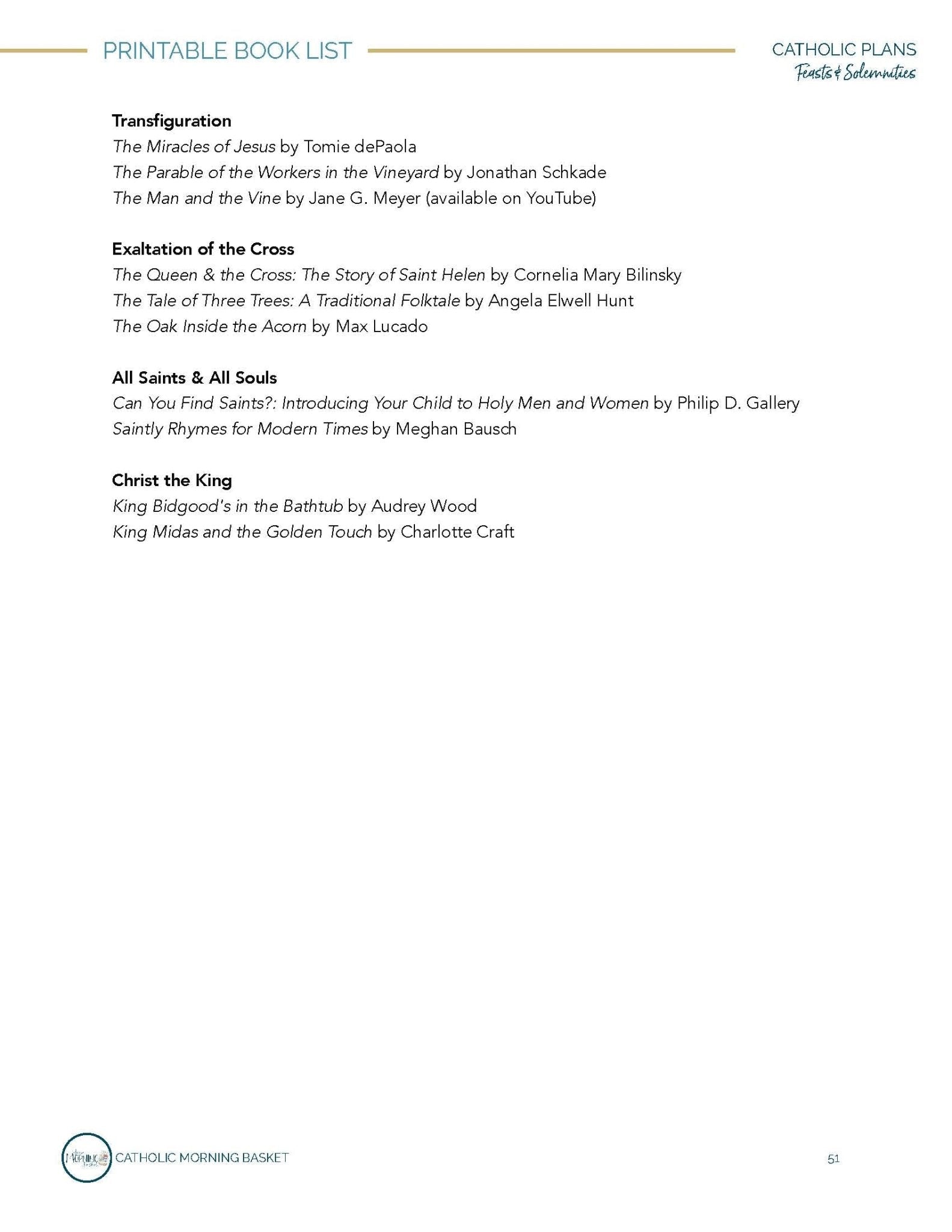 Feasts and Solemnities Morning Time Plans - Homeschool Better Together