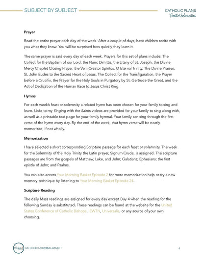 Feasts and Solemnities Morning Time Plans - Homeschool Better Together