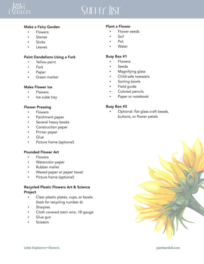 Flowers Little Explorers - Homeschool Better Together