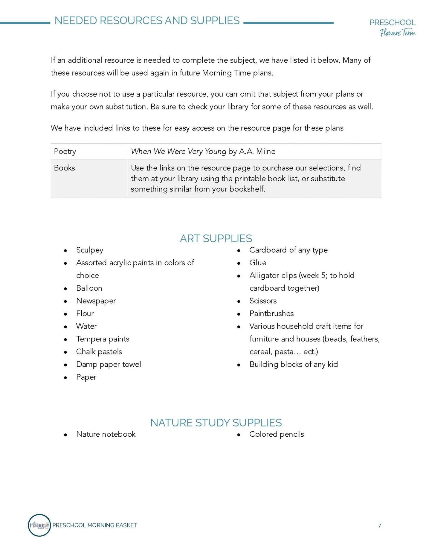 Flowers Term: Early Learner Morning Time Plans - Homeschool Better Together