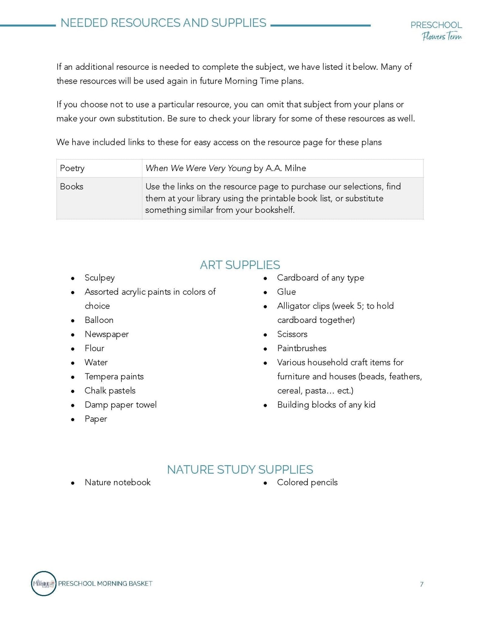 Flowers Term: Early Learner Morning Time Plans - Homeschool Better Together