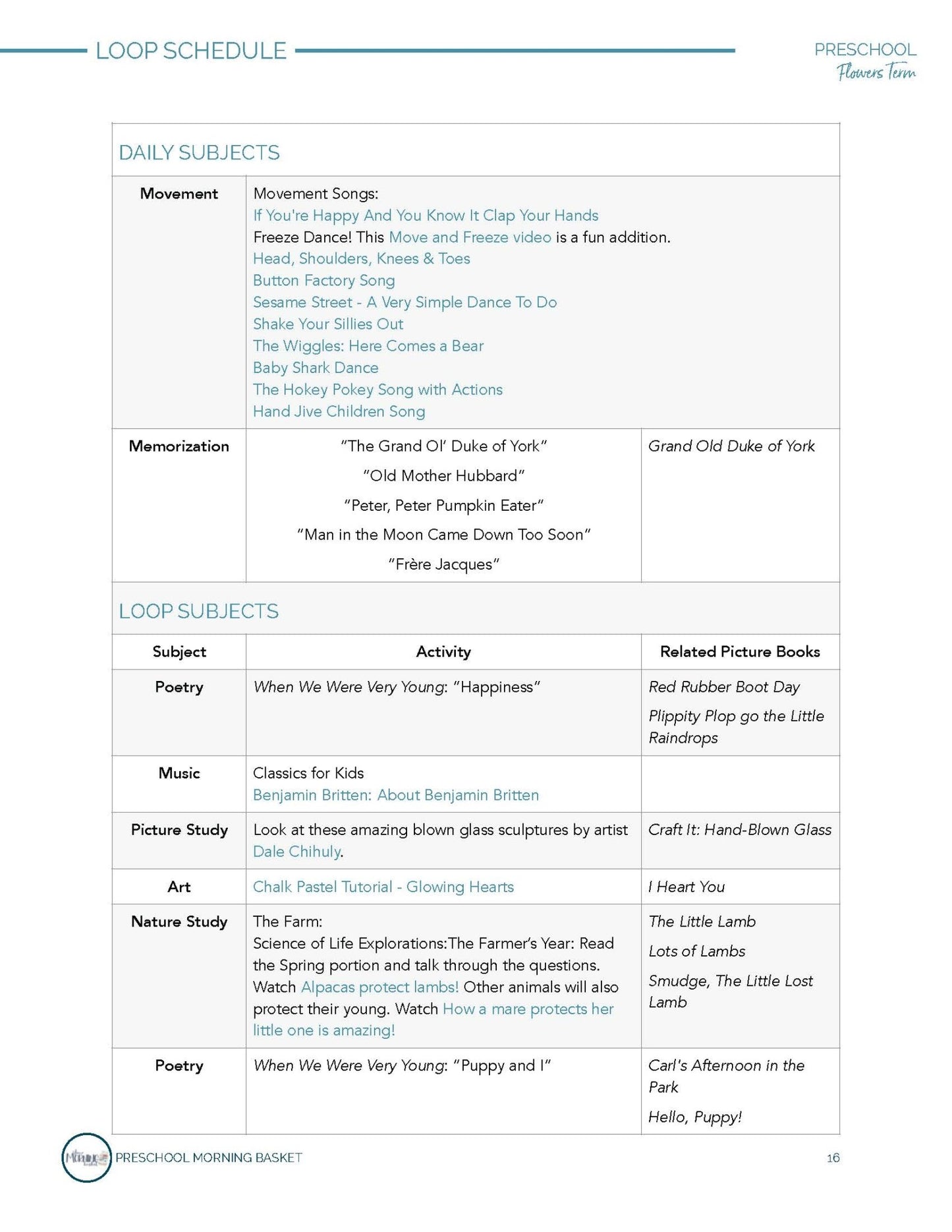 Flowers Term: Early Learner Morning Time Plans - Homeschool Better Together