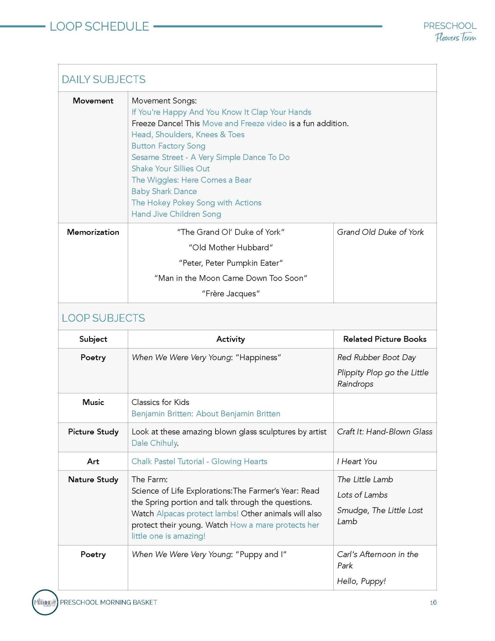 Flowers Term: Early Learner Morning Time Plans - Homeschool Better Together