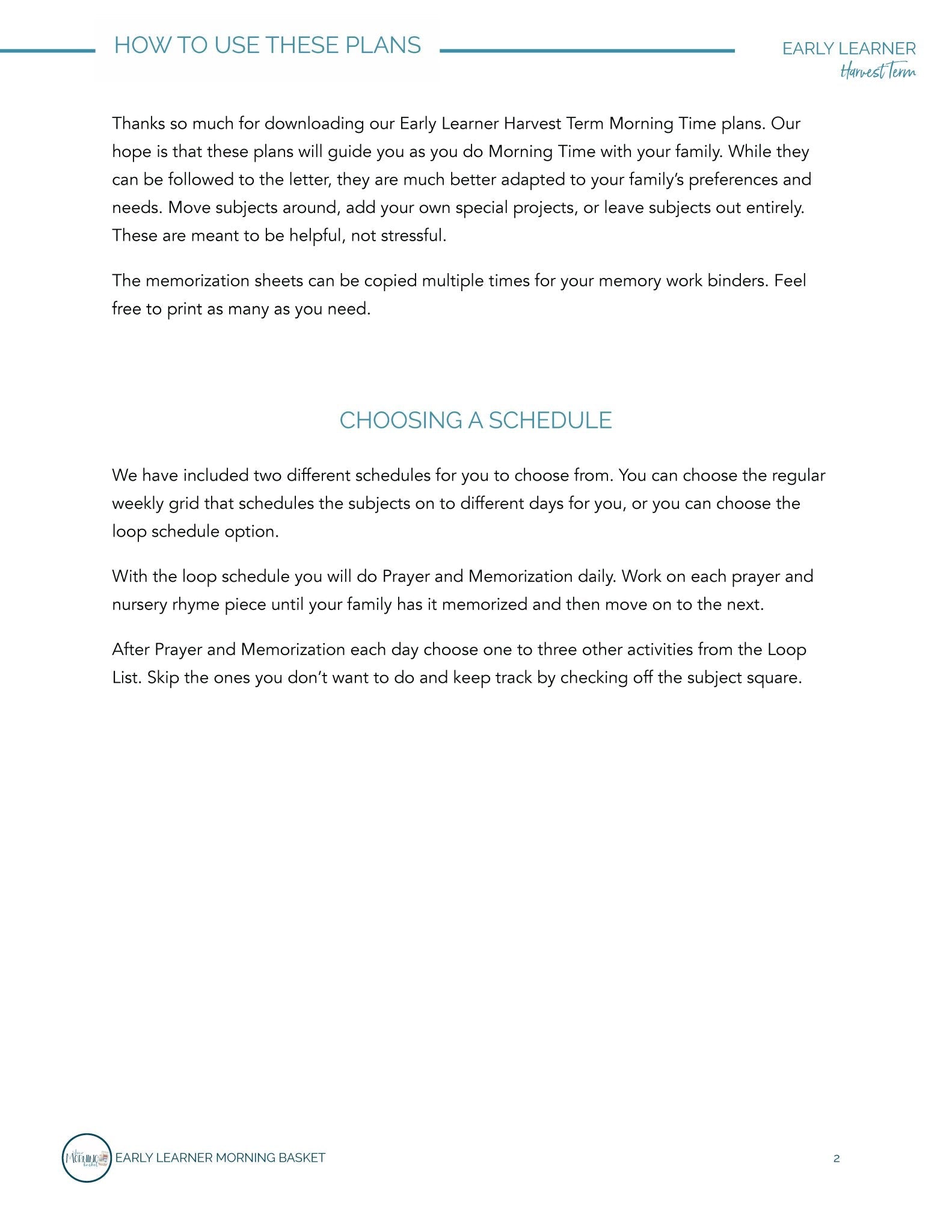 Harvest Term: Early Learner Morning Time Plans - Homeschool Better Together
