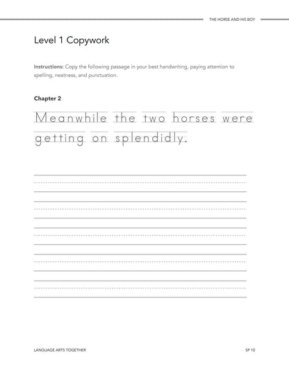 The Horse and His Boy Language Arts Together