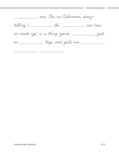 The Horse and His Boy Language Arts Together