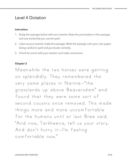 The Horse and His Boy Language Arts Together