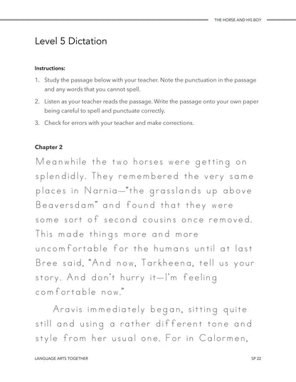 The Horse and His Boy Language Arts Together