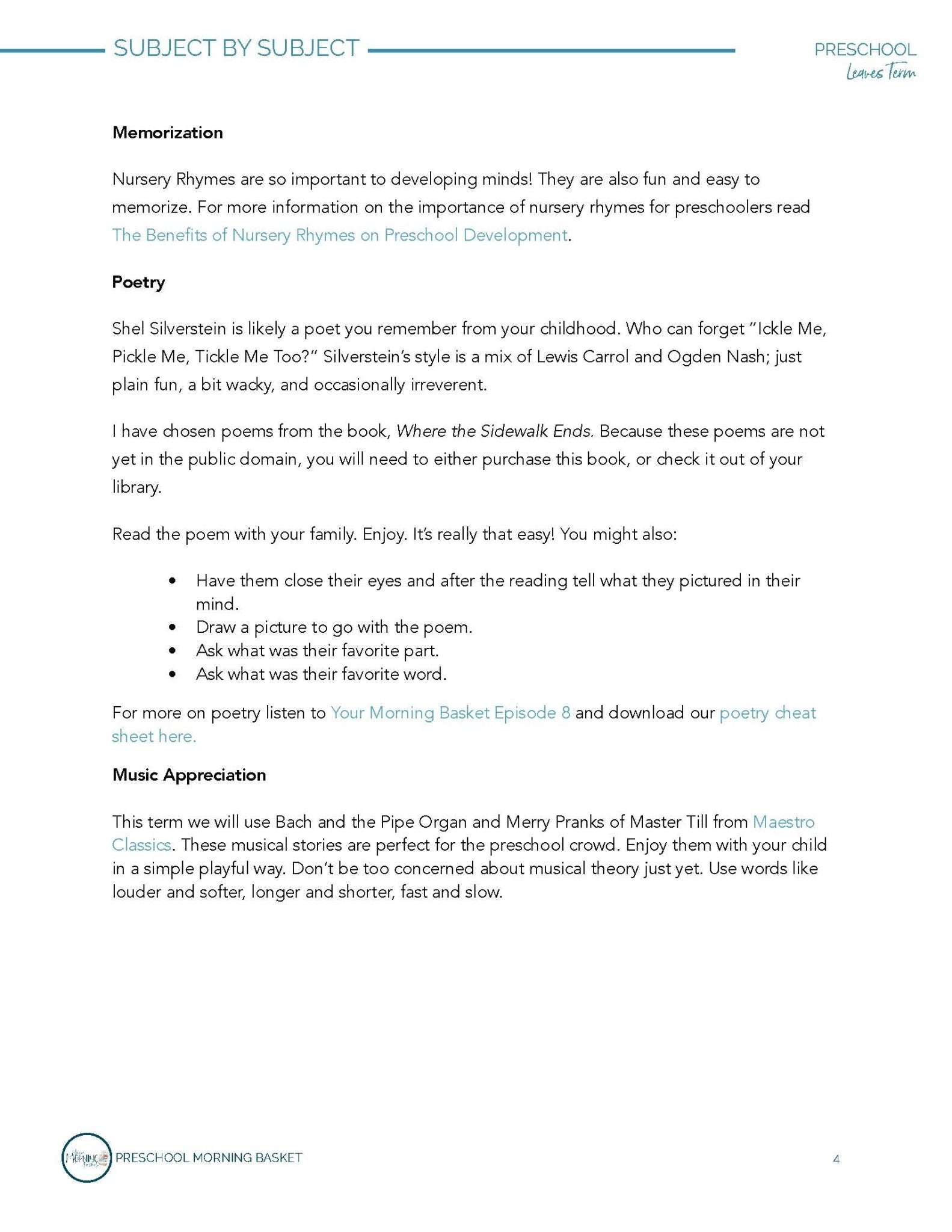 Leaves Term: Early Learner Morning Time Plans - Homeschool Better Together