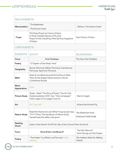 Middle Ages Term 1 Morning Time Plans - Homeschool Better Together