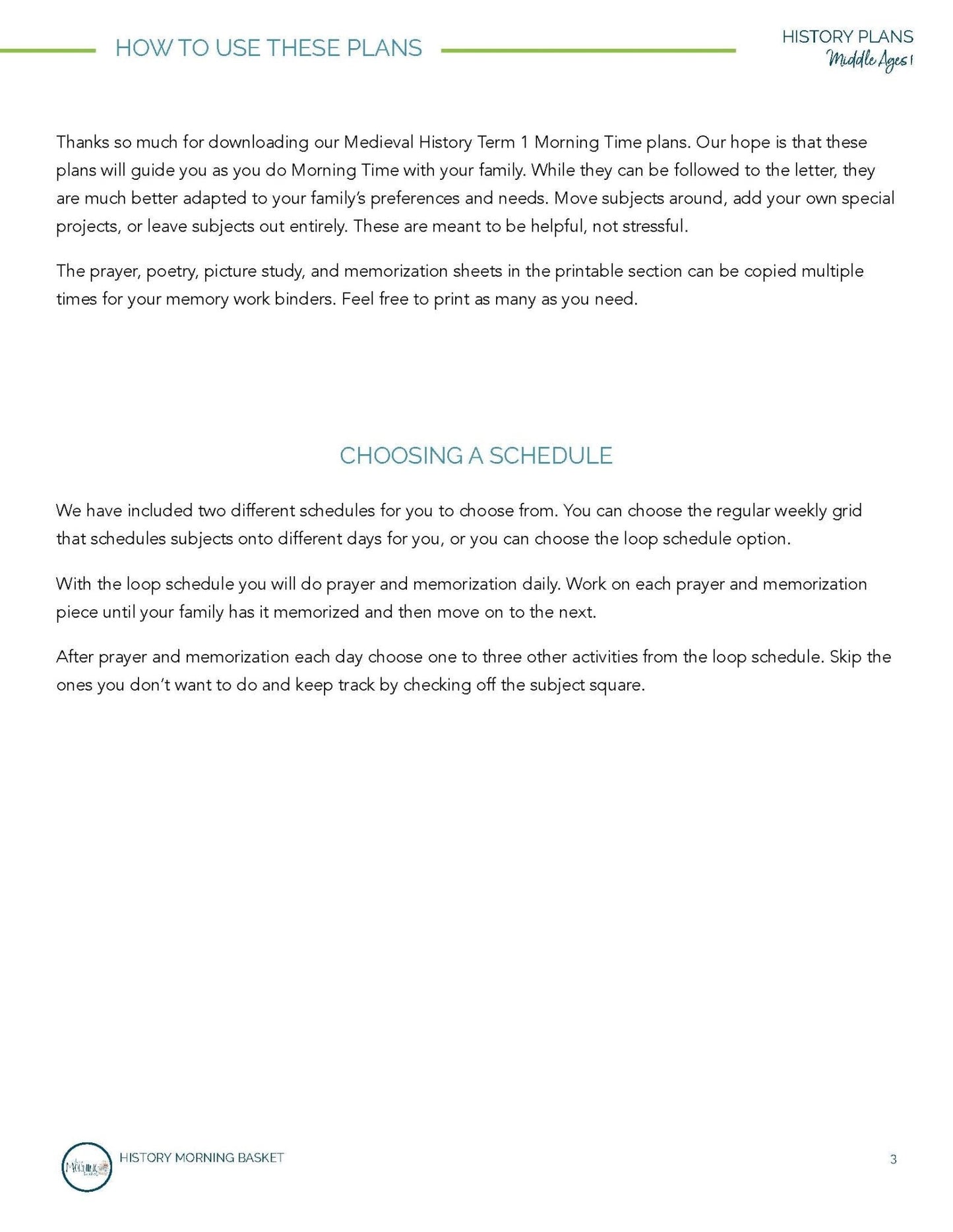 Middle Ages Term 1 Morning Time Plans - Homeschool Better Together