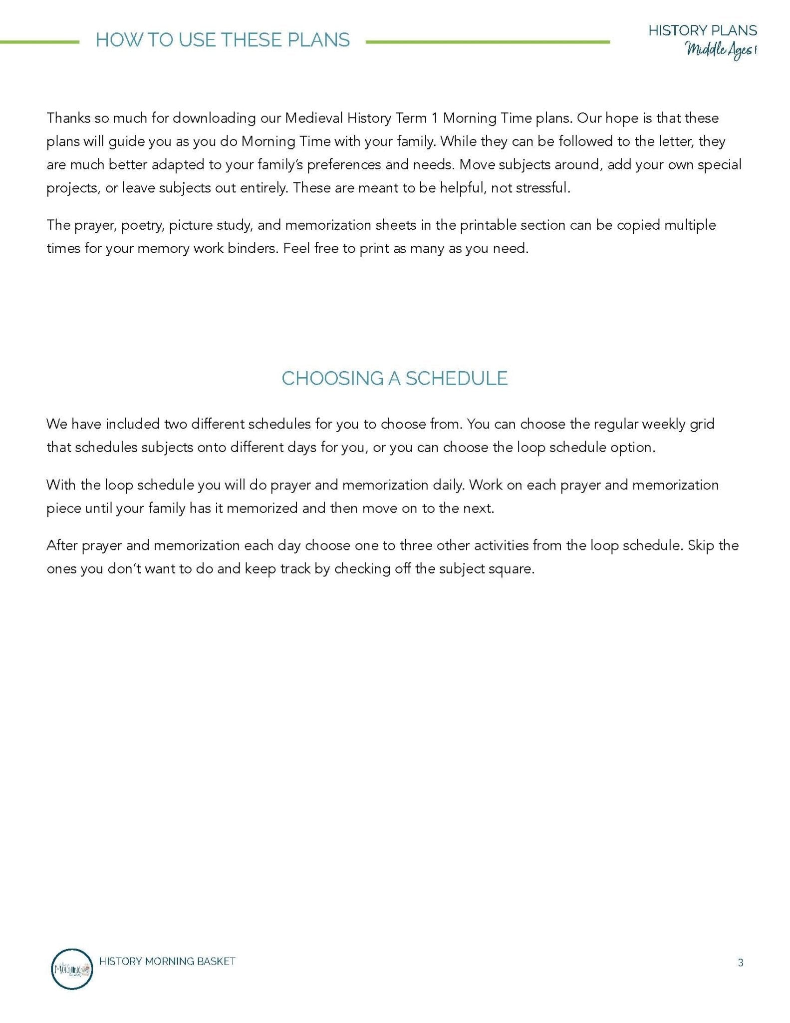 Middle Ages Term 1 Morning Time Plans - Homeschool Better Together