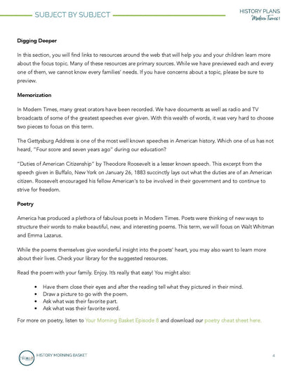 Modern Times Term 1 Morning Time Plans - Homeschool Better Together