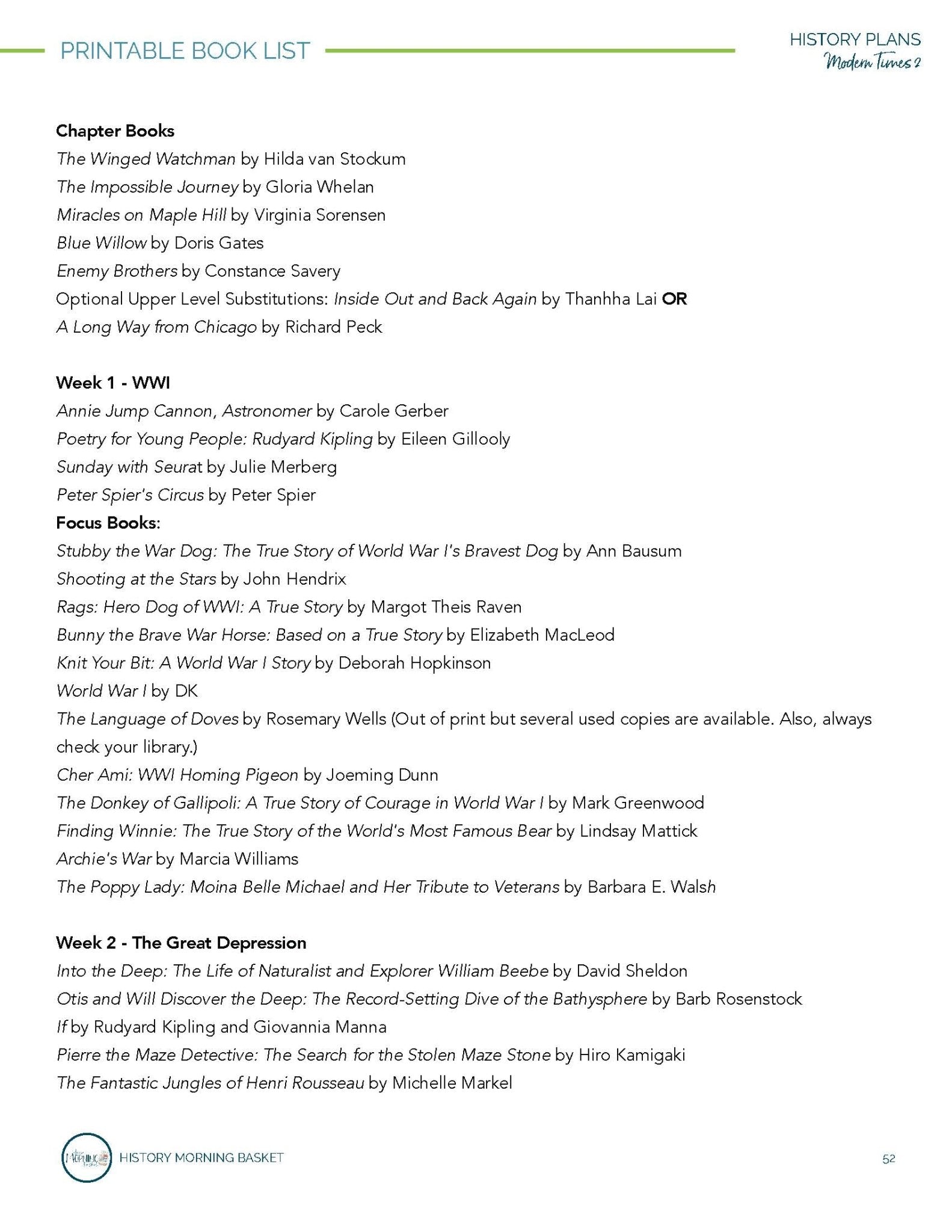 Modern Times Term 2 Morning Time Plans - Homeschool Better Together