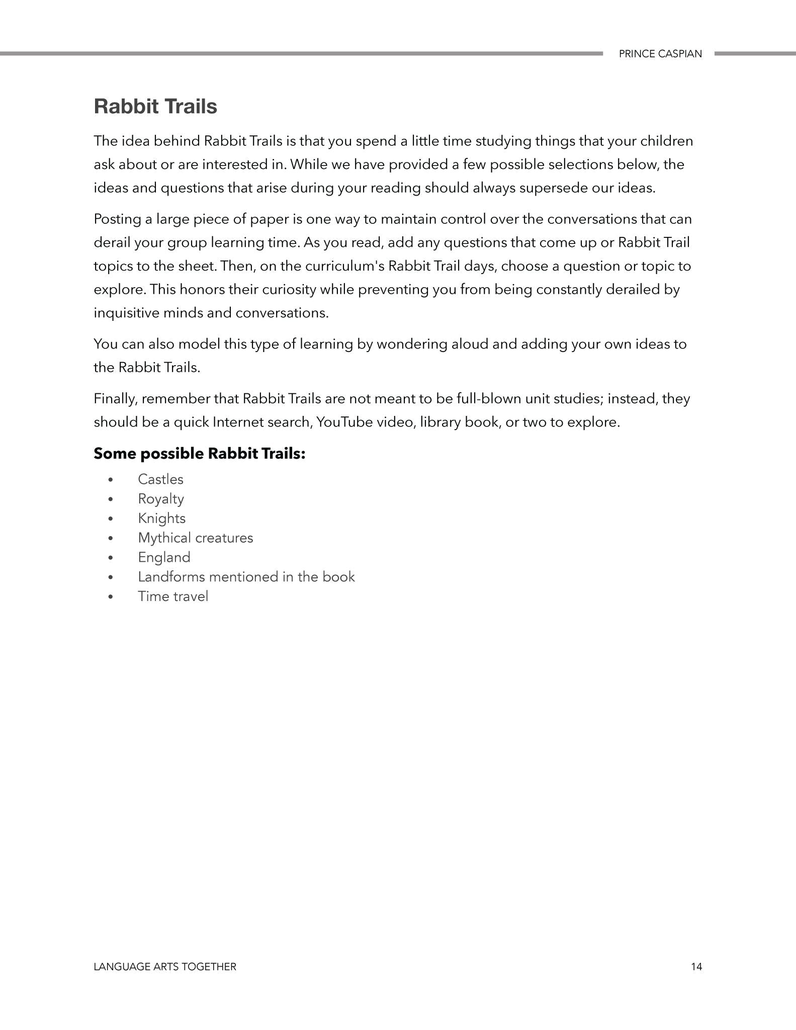 Prince Caspian Language Arts Together - Homeschool Better Together