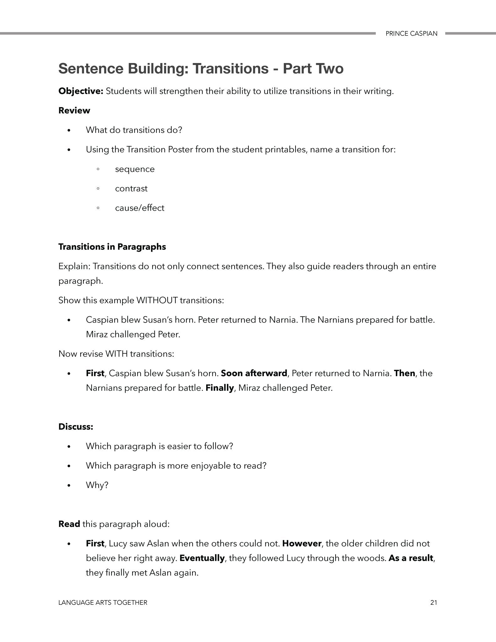 Prince Caspian Language Arts Together - Homeschool Better Together