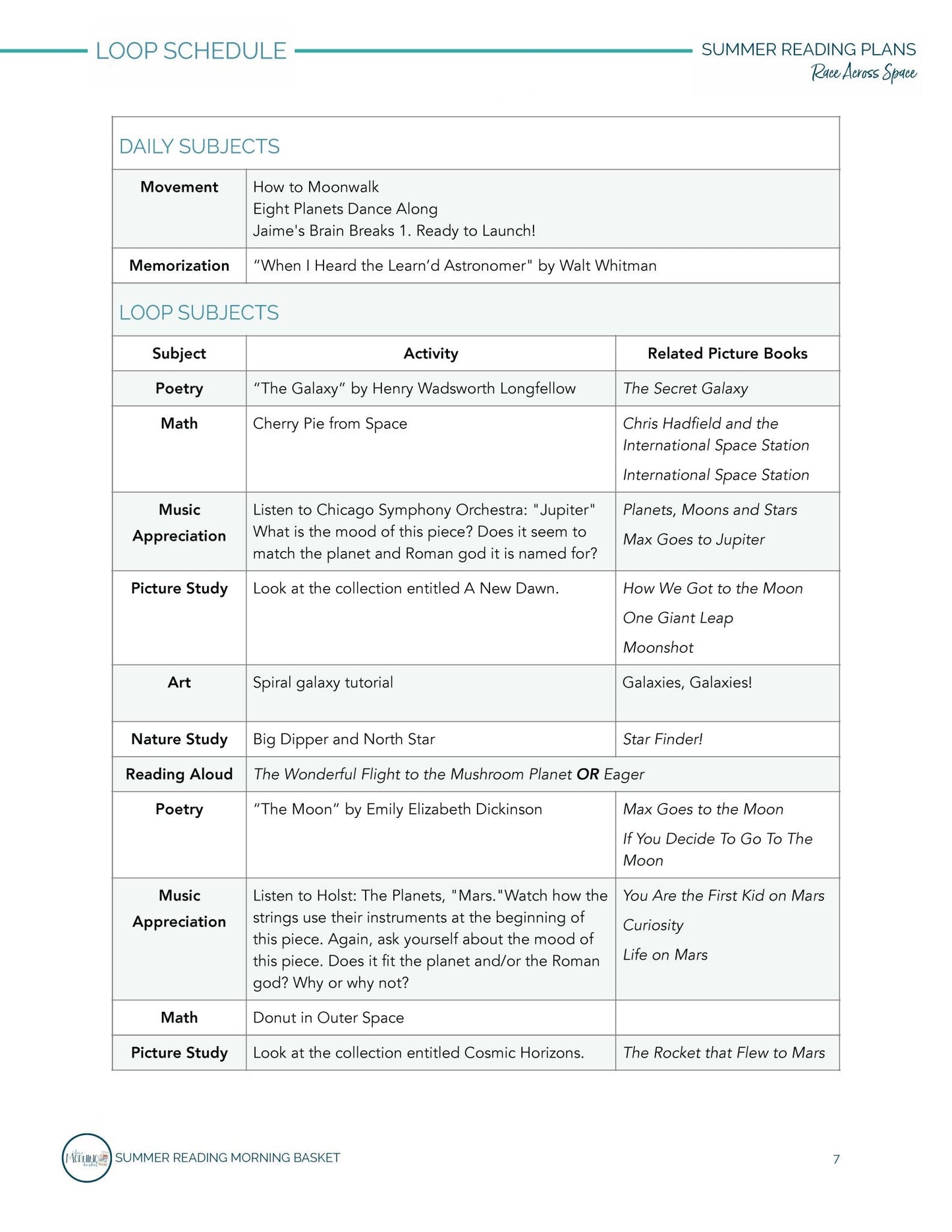 Race Across Space Morning Time Plans - Homeschool Better Together