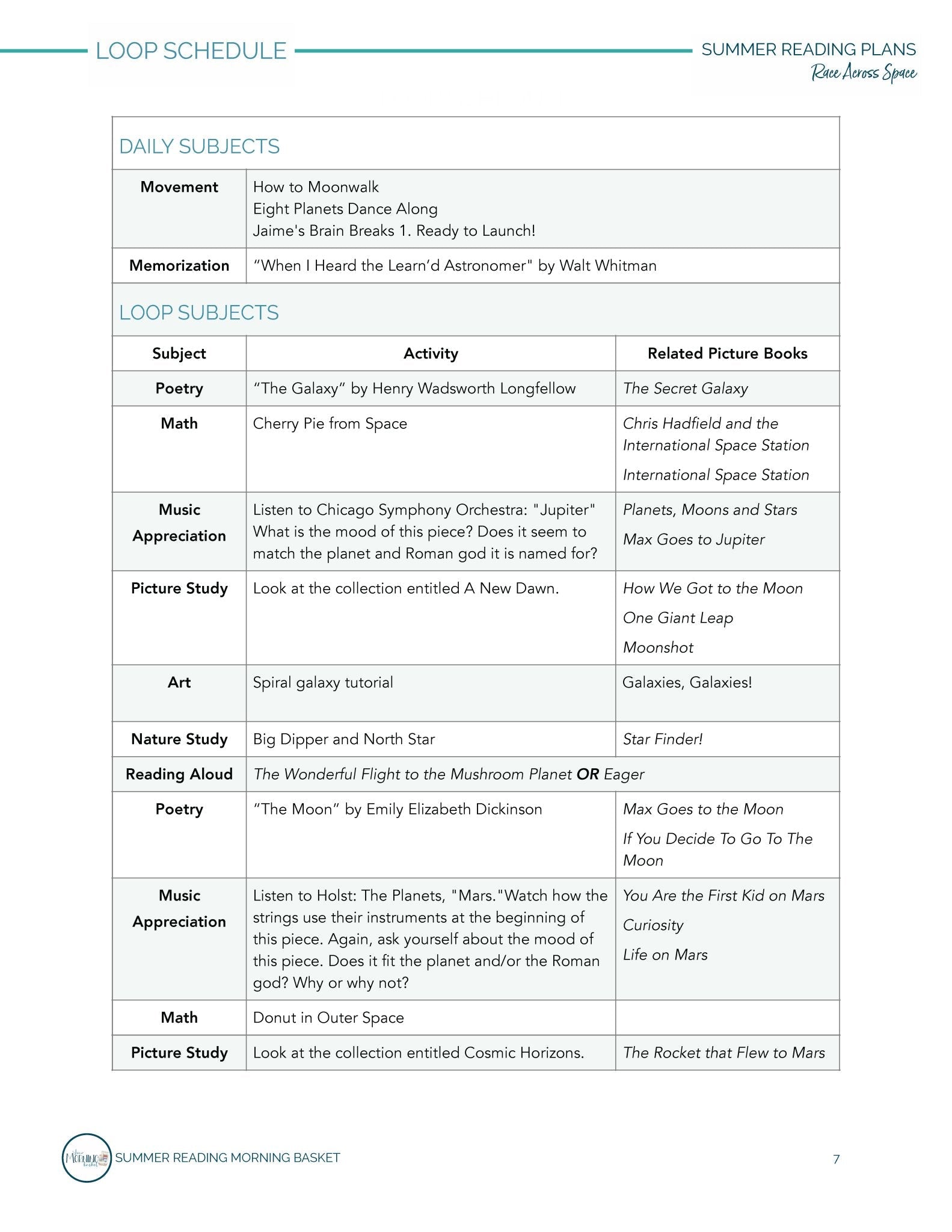 Race Across Space Morning Time Plans - Homeschool Better Together