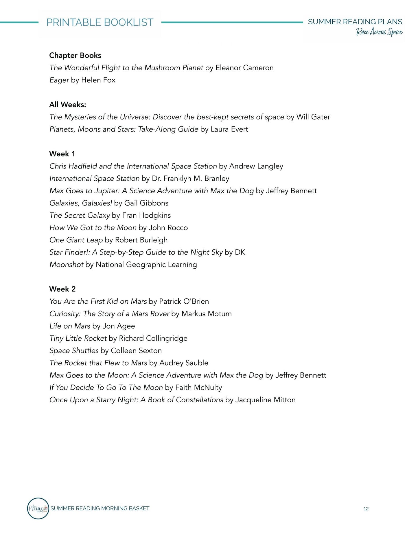 Race Across Space Morning Time Plans - Homeschool Better Together