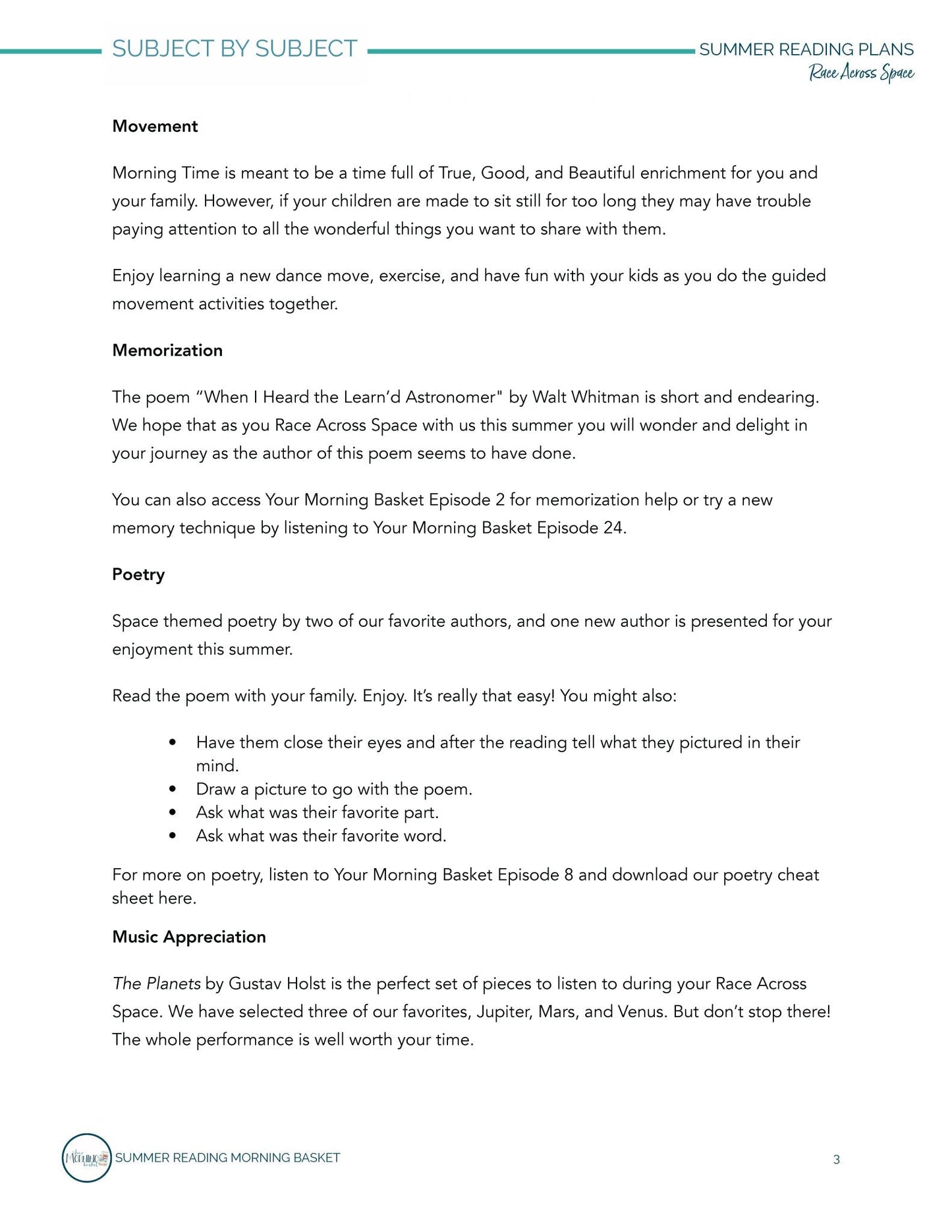 Race Across Space Morning Time Plans - Homeschool Better Together