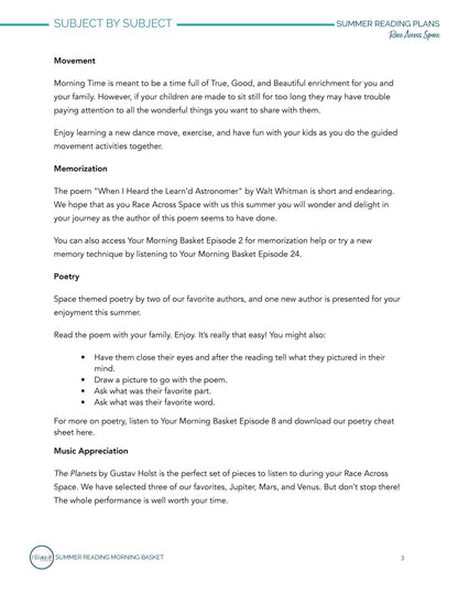 Race Across Space Morning Time Plans - Homeschool Better Together