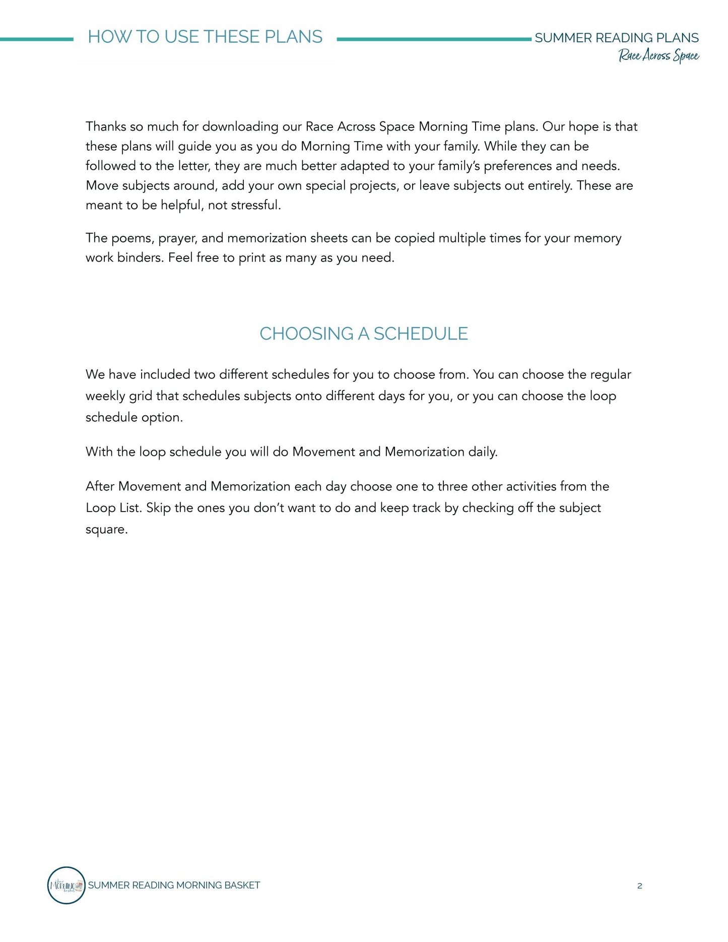 Race Across Space Morning Time Plans - Homeschool Better Together